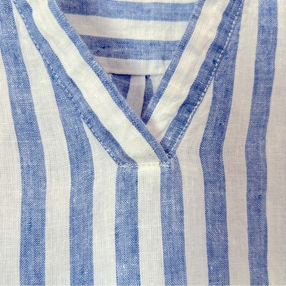 Nicole Miller NY Blue Striped Preppy Coastal Summer Linen Mini Shift Dress - Picture 3 of 11